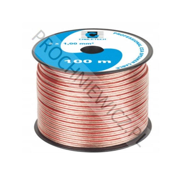 Kabel głośnikowy przezroczysty CCA 2x1mm² 100m