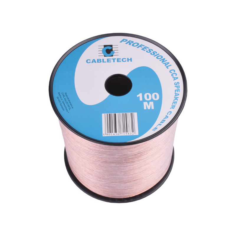 Kabel głośnikowy przezroczysty CCA 2x1mm² 100m