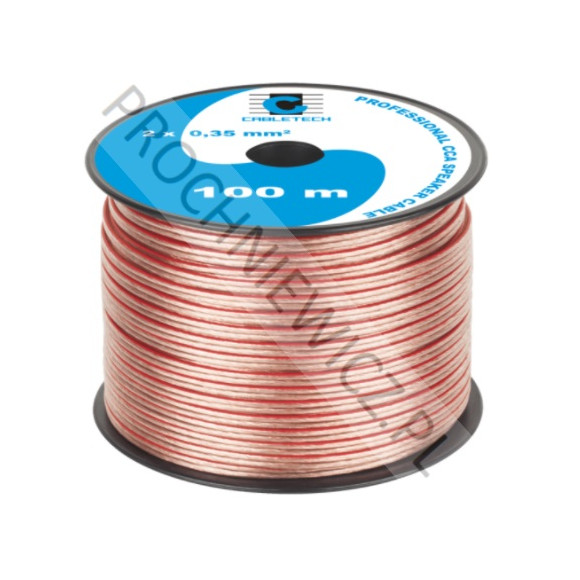 Kabel głośnikowy przezroczysty CCA 2x0,35mm² 100m