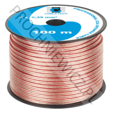 Kabel głośnikowy przezroczysty CCA 2x0,35mm² 100m