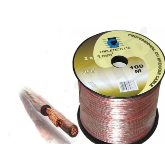 Kabel głośnikowy miedź 99,9% OFC 2x1mm 100m