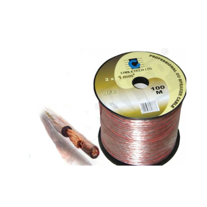 Kabel głośnikowy miedź 99,9% OFC 2x1mm 100m
