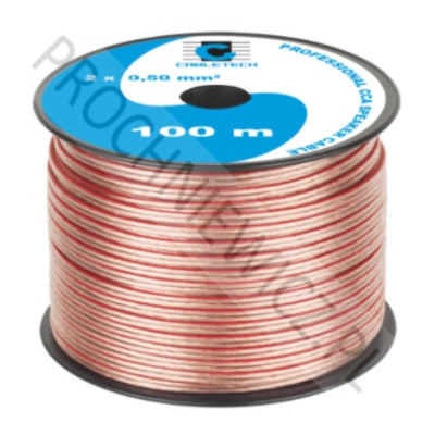 Kabel głośnikowy przezroczysty CCA 2x0,5mm² 100m