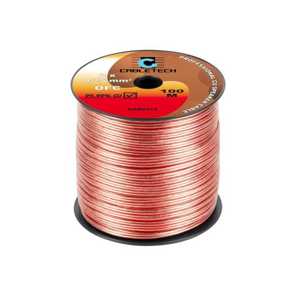Kabel głośnikowy miedź 99,9% OFC 2x0,75mm 100m