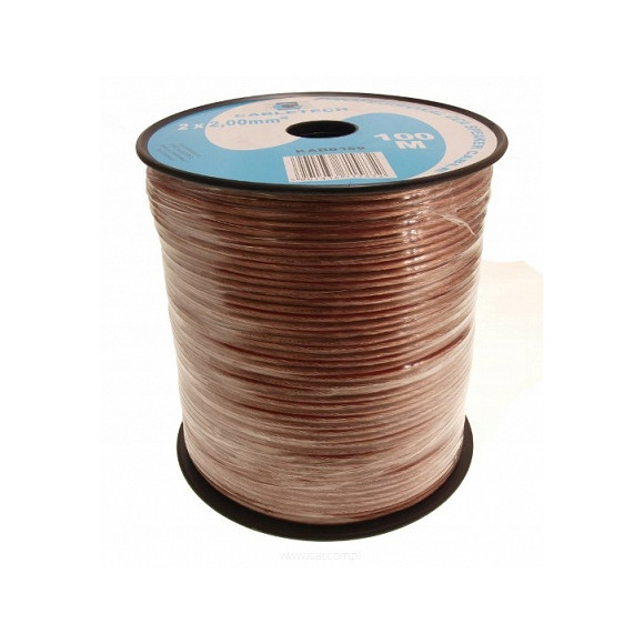 Kabel głośnikowy przezroczysty CCA 2x2mm² 100m