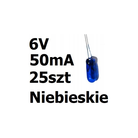 Żarówka miniaturowa niebieska 3x7mm 6V 50mA 25szt