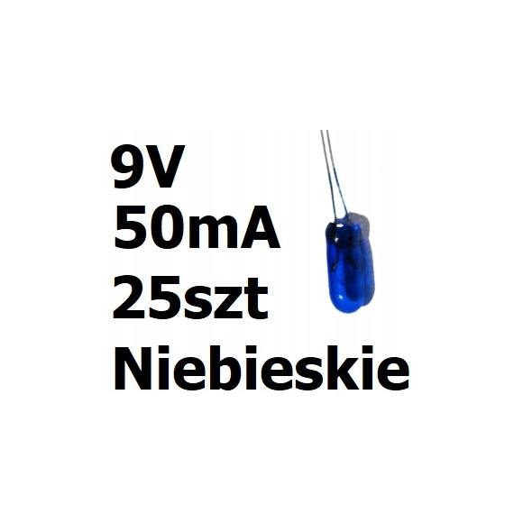 Żarówka miniaturowa niebieska 3x7mm 9V 50mA 25szt