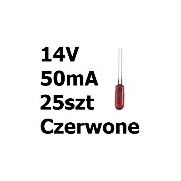Żarówka miniaturowa czerwona 3x7mm 14V 50mA 25szt