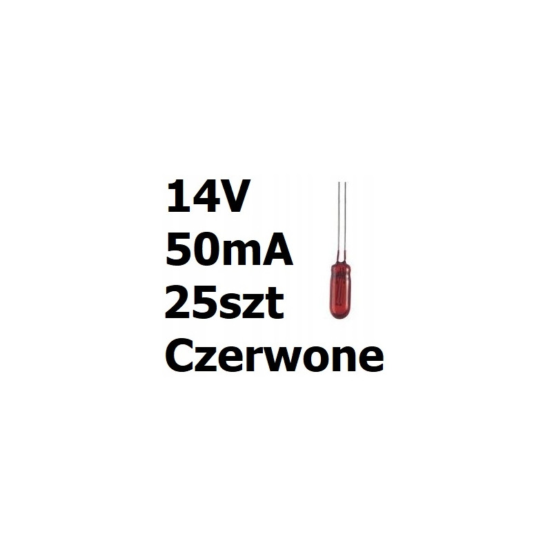 Żarówka miniaturowa czerwona 3x7mm 14V 50mA 25szt