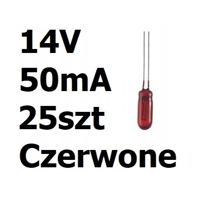 Żarówka miniaturowa czerwona 3x7mm 14V 50mA 25szt