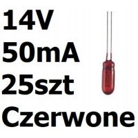 Żarówka miniaturowa czerwona 3x7mm 14V 50mA 25szt