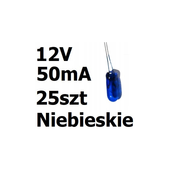 Żarówka miniaturowa niebieska 3x7mm 12V 50mA 25szt