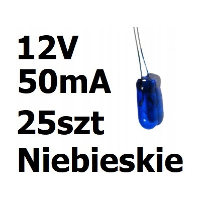 Żarówka miniaturowa niebieska 3x7mm 12V 50mA 25szt