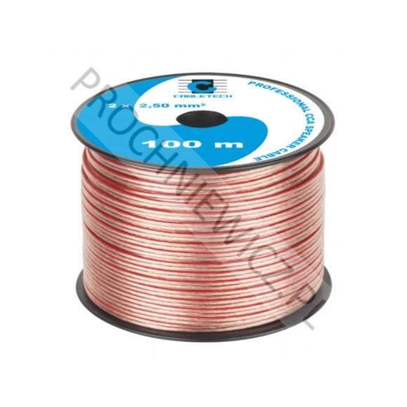 Kabel głośnikowy przezroczysty CCA 2x2,5 mm² 100m