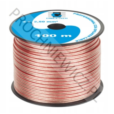 Kabel głośnikowy przezroczysty CCA 2x2,5 mm² 100m