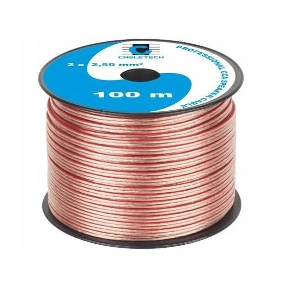 Kabel głośnikowy przezroczysty CCA 2x2,5 mm² 100m