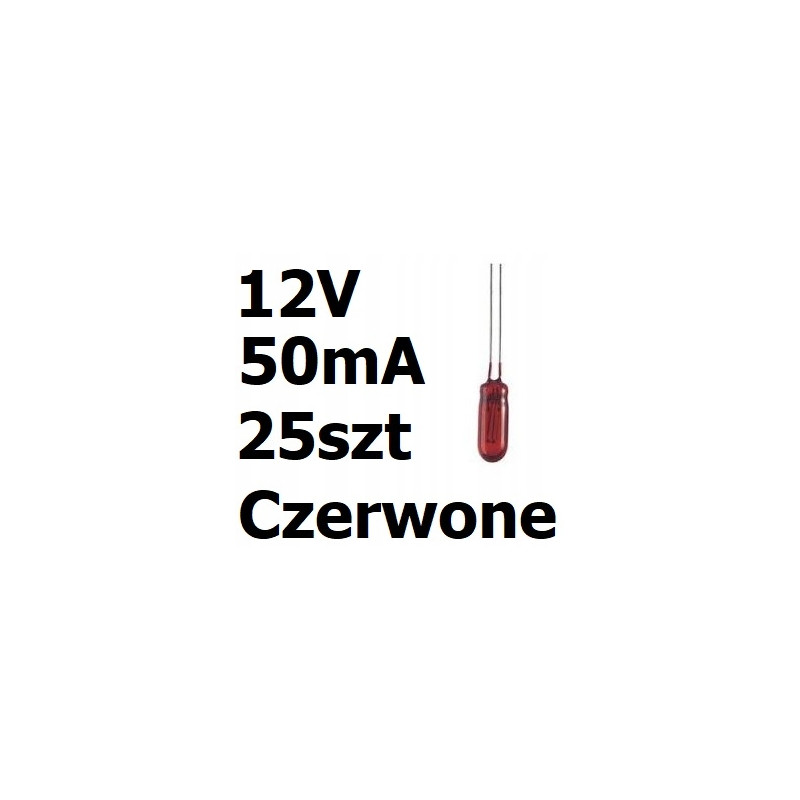 Żarówka miniaturowa czerwona 3x7mm 12V 50mA 25szt