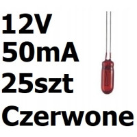Żarówka miniaturowa czerwona 3x7mm 12V 50mA 25szt