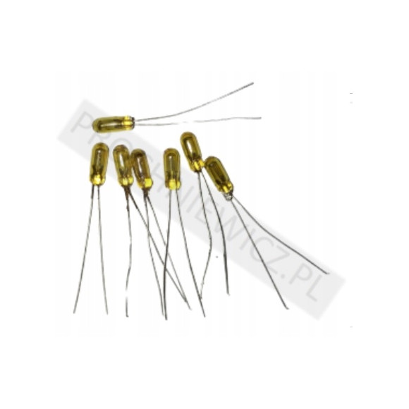 mini żarówka żółta z wąsami 12V 50mA 100szt