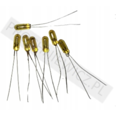 mini żarówka żółta z wąsami 12V 50mA 100szt