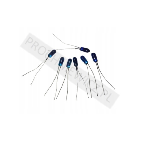 mini żarówka niebieska z wąsami 1,5V 50mA 25szt