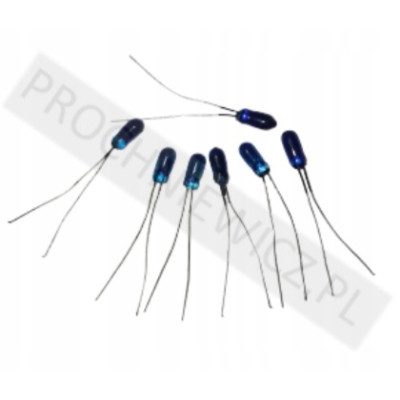 mini żarówka niebieska z wąsami 1,5V 50mA 25szt