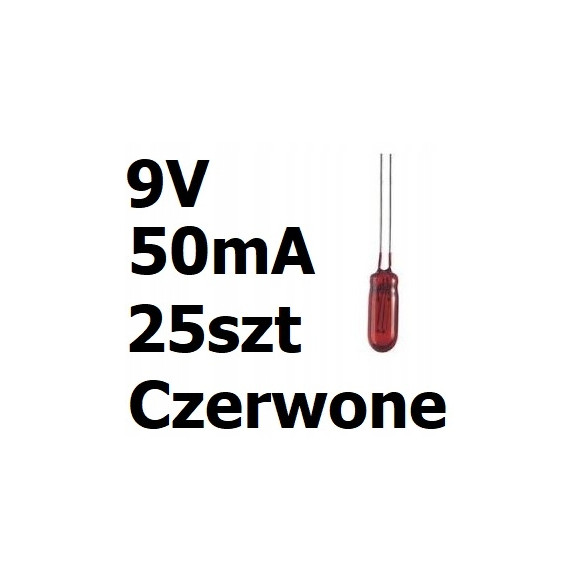 Żarówka miniaturowa czerwona 3x7mm 9V 50mA 25szt