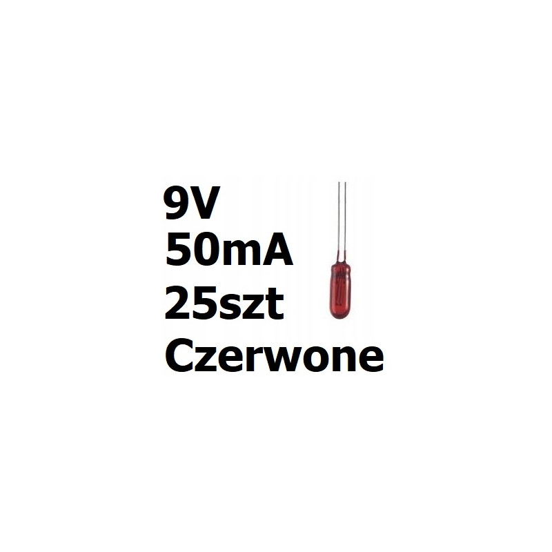 Żarówka miniaturowa czerwona 3x7mm 9V 50mA 25szt