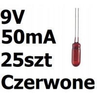 Żarówka miniaturowa czerwona 3x7mm 9V 50mA 25szt