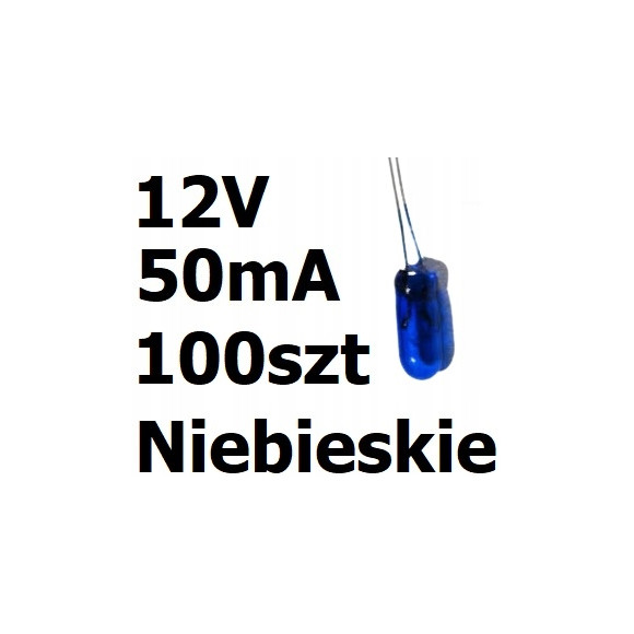 Żarówka miniaturowa niebieska 3x7mm 12V 50mA 100sz