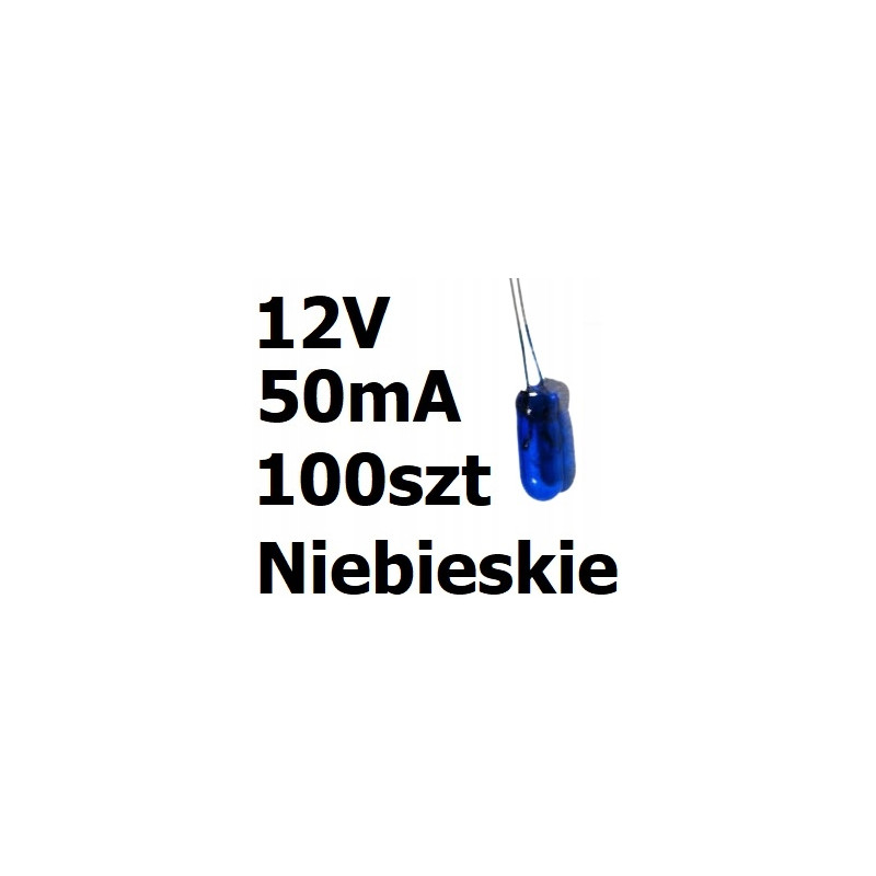 Żarówka miniaturowa niebieska 3x7mm 12V 50mA 100sz