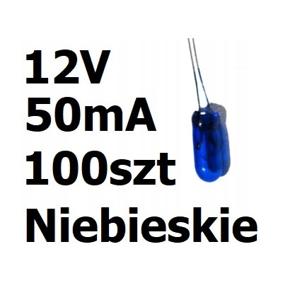 Żarówka miniaturowa niebieska 3x7mm 12V 50mA 100sz