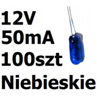 Żarówka miniaturowa niebieska 3x7mm 12V 50mA 100sz
