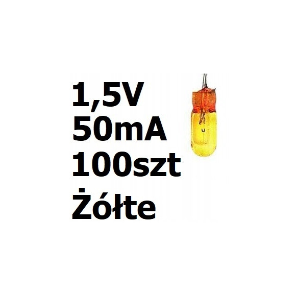Żarówka miniaturowa żółta 3x7mm 1,5V 50mA 100szt