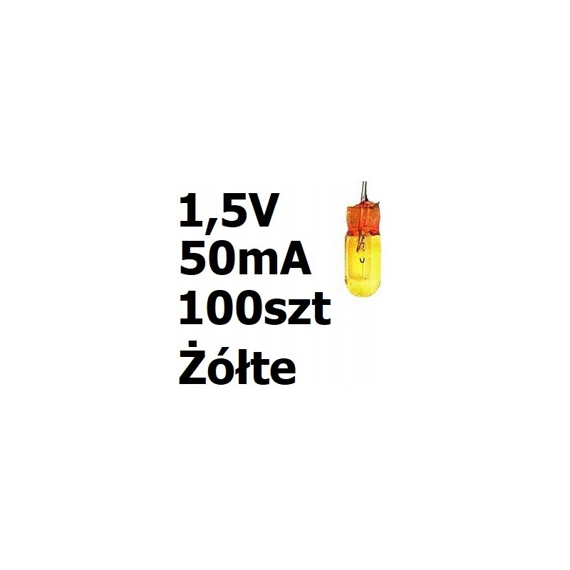 Żarówka miniaturowa żółta 3x7mm 1,5V 50mA 100szt