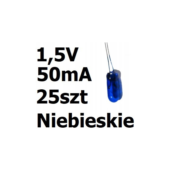 Żarówka miniaturowa niebieska 3x7mm 1,5V 50mA 25sz