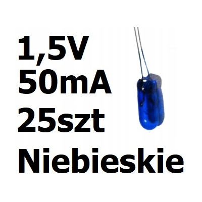 Żarówka miniaturowa niebieska 3x7mm 1,5V 50mA 25sz