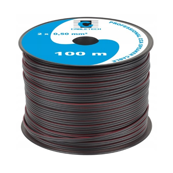 Kabel przewód głośnikowy czarny CCA 2x0,50mm² 100m