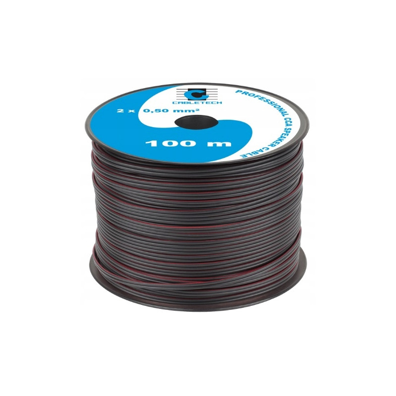 Kabel przewód głośnikowy czarny CCA 2x0,50mm² 100m