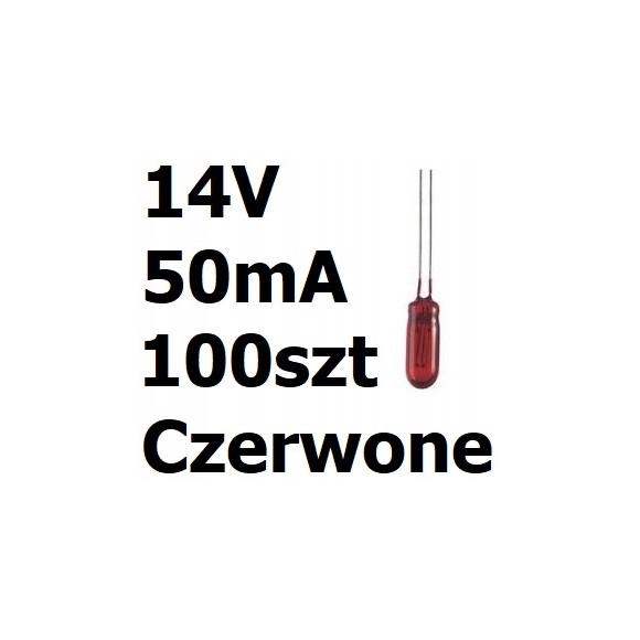 Żarówka miniaturowa czerwona 3x7mm 14V 50mA 100szt