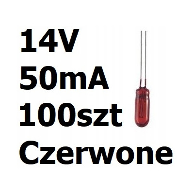 Żarówka miniaturowa czerwona 3x7mm 14V 50mA 100szt