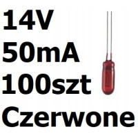 Żarówka miniaturowa czerwona 3x7mm 14V 50mA 100szt