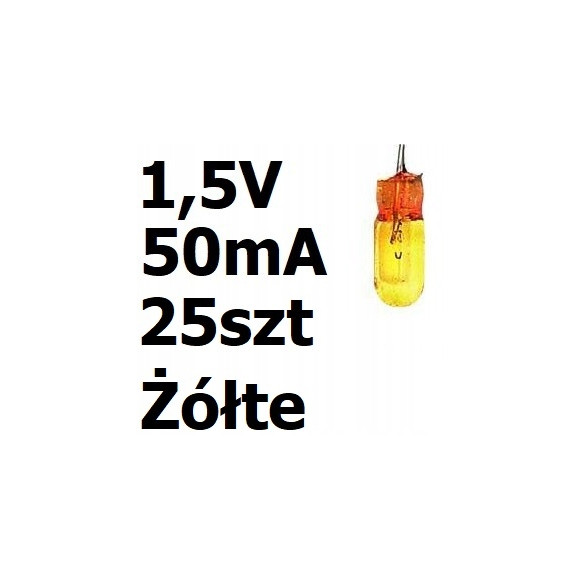 Żarówka miniaturowa żółta 3x7mm 1,5V 50mA 25szt