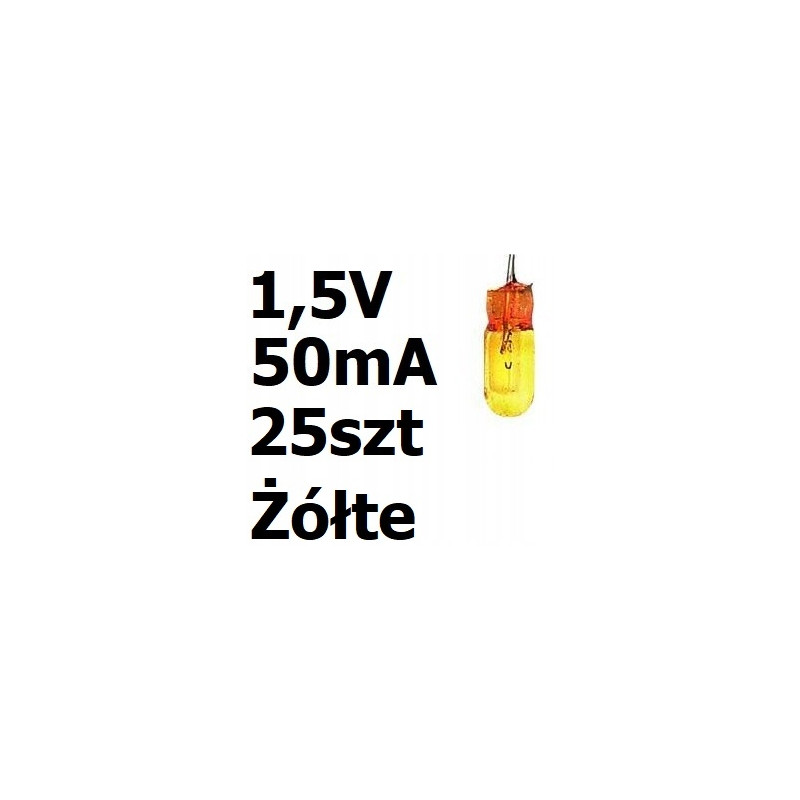 Żarówka miniaturowa żółta 3x7mm 1,5V 50mA 25szt