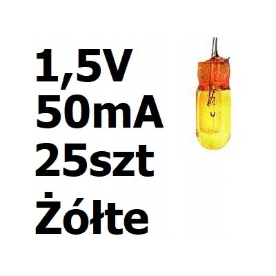Żarówka miniaturowa żółta 3x7mm 1,5V 50mA 25szt