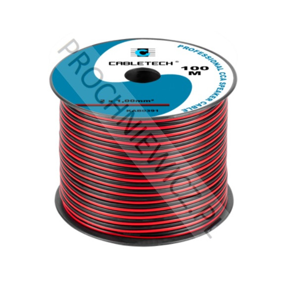 Kabel głośnikowy czerwono-czarny CCA 2x1,5mm² 100m