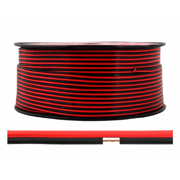 Kabel głośnikowy czerwono-czarny CCA 2x1,5mm² 100m