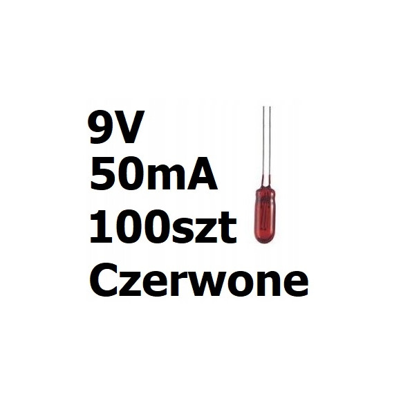 żarówka miniaturowa czerwona 3x7mm 9V 50mA 100szt