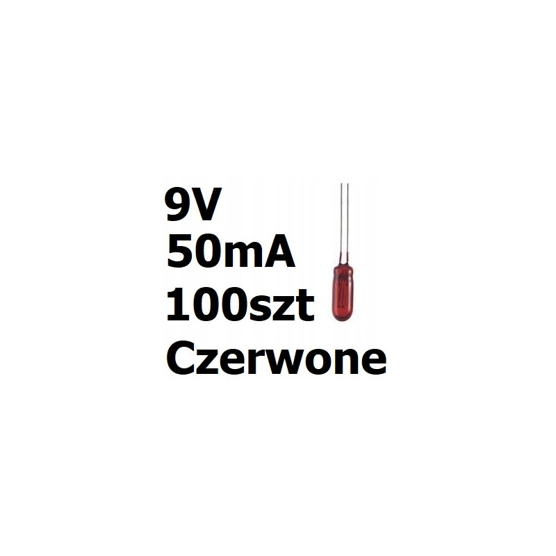 żarówka miniaturowa czerwona 3x7mm 9V 50mA 100szt