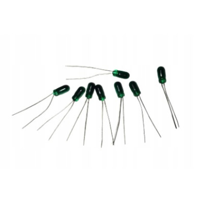 mini żarówka zielona z wąsami 1,5V 50mA 100szt